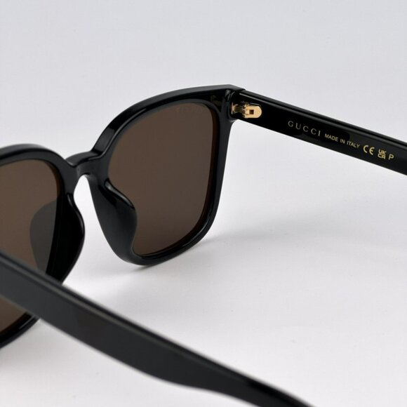 Gucci GG1346SK 002 BRAND NEW Sunglasses Black Brown Polarized Square Unisex - Picture 12 of 14